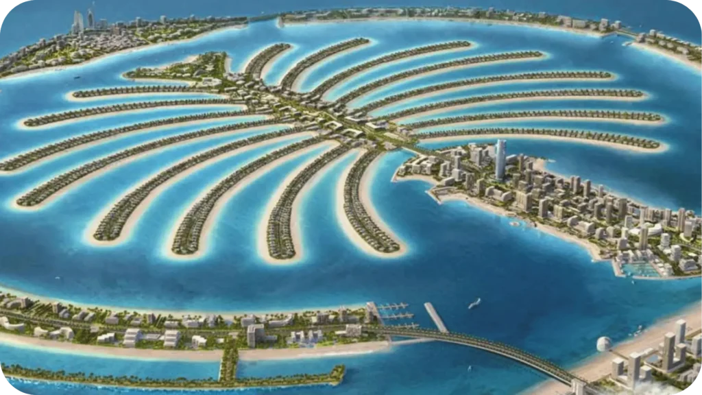 Foto do Parl Jumeirah, com destaque para suas praias exclusivas, arquitetura elegante e o cenário paradisíaco da icônica Palm Jumeirah